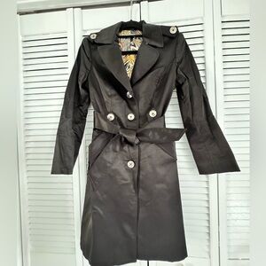 Black trench coat , size M , Cache Brand like New